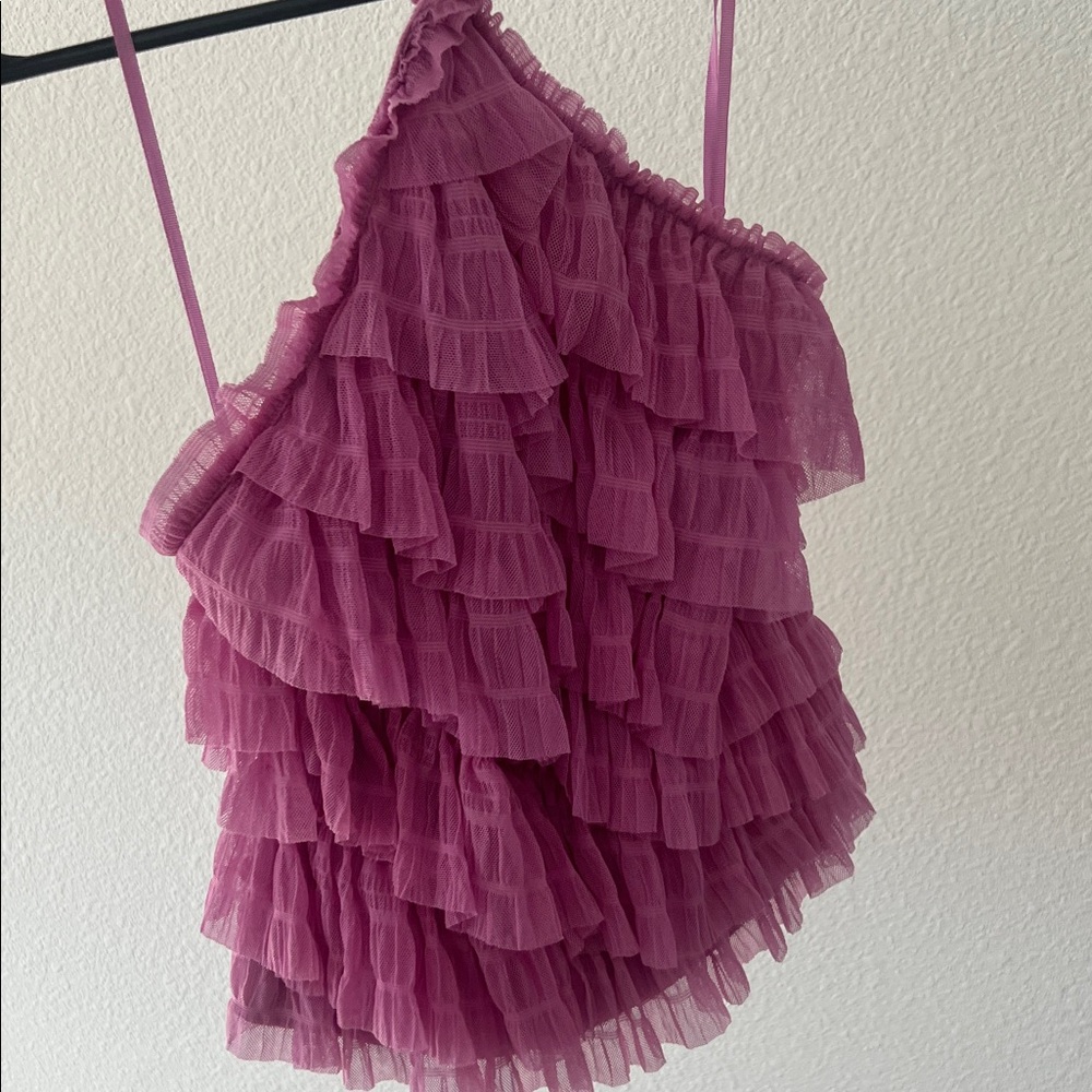 Anthropologie Purple Ruffled Halter Top